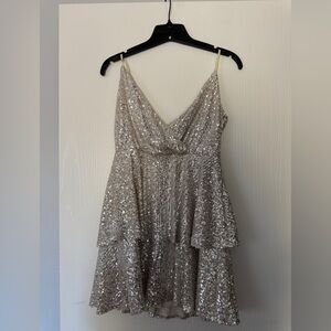 Trixxi Silver Sequin Dress